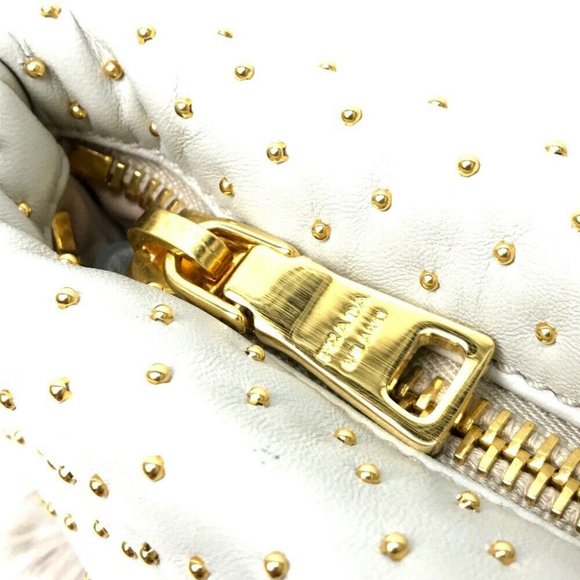 PRADA Party bag Clutch bag fur / Leather Off-White - Picture 2 of 6